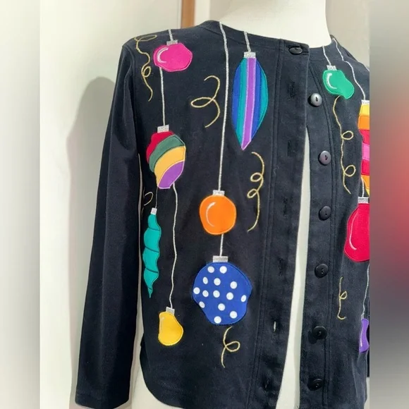 Bechamel Holiday Spirit Button Up Cardigan Vintage Sweater Size Small - Picture 8 of 14